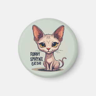 Lustige Sphynx-Katzen-Vater-Cartoon-Kunst Magnet