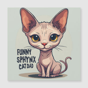Lustige Sphynx-Katzen-Vater-Cartoon-Kunst Magnetkarte