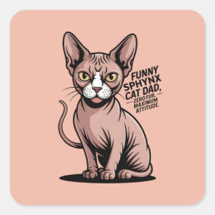 Lustige Sphynx-Katzen-Vater-Vektor-Kunst Quadratischer Aufkleber
