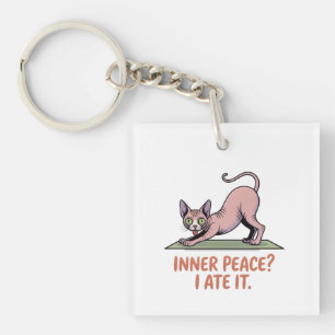 Lustige Sphynx-Katzen-Yoga-Cartoon-Kunst Schlüsselanhänger