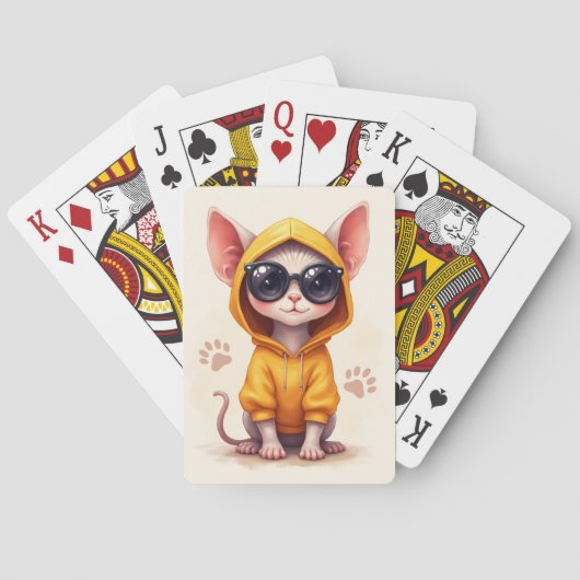 Lustige Sphynx Kawaii Katze Spielkarten (Rückseite)