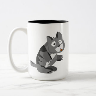 Lustige Spielerei Graue Katzen-Illustration Kaffee Zweifarbige Tasse