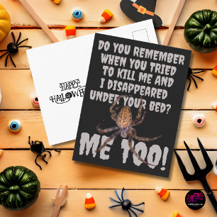 Lustige Spinne Rache Halloween Postkarte