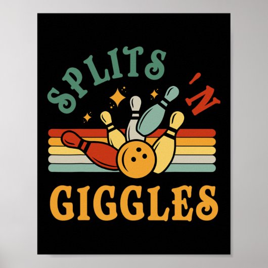 Lustige Splits n Kicher Bowling-Mannschaft Männer Poster (Vorne)