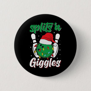 Lustige Splits n Kicher Bowling-Spieler Weihnachte Button