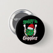 Lustige Splits n Kicher Bowling-Spieler Weihnachte Button (Vorne & Hinten)