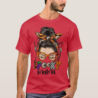 lustige Spooky Mama Messy Bun Frauen Hexe Mama Hal T-Shirt
