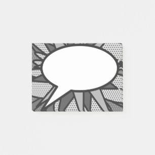 Lustige Sprechblase im Schwarz-Weiß-Comic-Stil Post-it Klebezettel