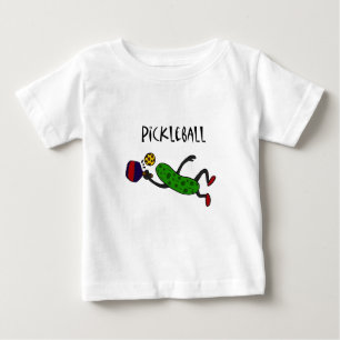 Lustige Springenessiggurke, die Pickleball spielt Baby T-shirt