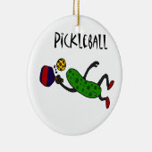Lustige Springenessiggurke, die Pickleball spielt Keramik Ornament (Rechts)
