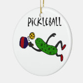 Lustige Springenessiggurke, die Pickleball spielt Keramik Ornament (Links)