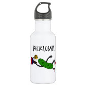 Lustige Springenessiggurke, die Pickleball spielt Trinkflasche (Vorderseite)
