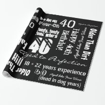 Lustige Sprüche 40. Geburtstag schwarzes Geschenkp