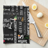 Lustige Sprüche l Retro Cocktailnamen Muster Küchentuch (Viertel Falte)