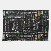 Lustige Sprüche l Retro Cocktailnamen Muster Küchentuch (Horizontal)