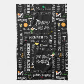 Lustige Sprüche l Retro Cocktailnamen Muster Küchentuch (Vertikal)