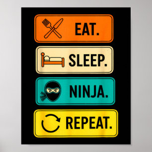 Lustige Sprüche Schlaf Ninja Wiederholung Sarkasti Poster