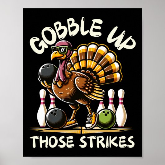 Lustige Sprüche Truthahn Bowling Thanksgiving H Poster (Vorne)