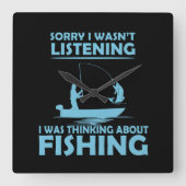 Lustige Sprüche über das Angeln Quadratische Wanduhr (Vorderseite)