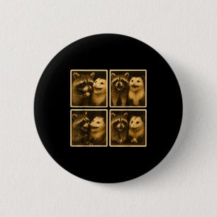 Lustige Ssum- und Waschbär-Fotobooth-Selfie-Müll Button