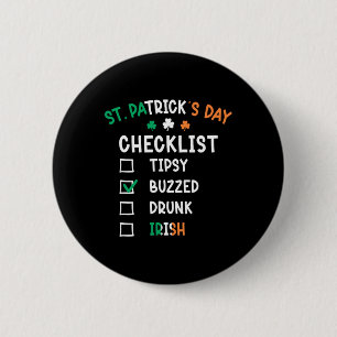 Lustige St. Patricks Day Checkliste 3  Button