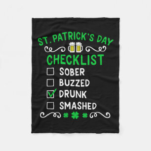 Lustige St. Patricks Day Checkliste Betrunken Fleecedecke