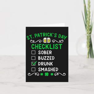 Lustige St. Patricks Day Checkliste Betrunken  Karte