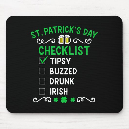 Lustige St. Patricks Day Checkliste Mousepad (Vorne)