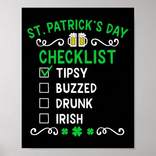 Lustige St. Patricks Day Checkliste Poster (Vorne)