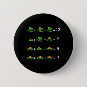Lustige St. Patricks Day Mathe-Gleichung Lehrer 1 Button
