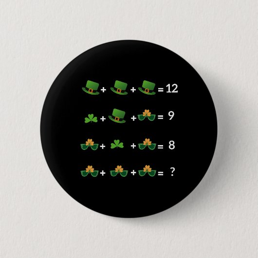 Lustige St. Patricks Day Mathe-Gleichung Lehrer 1 Button (Vorderseite)