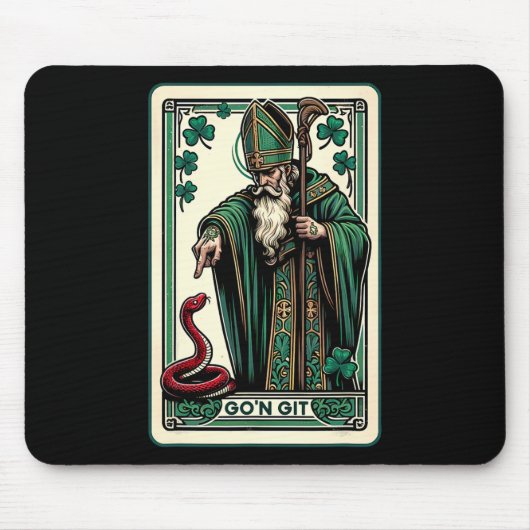 Lustige St. Patricks Day Tarot Karte Go'n Git St.  Mousepad (Vorne)