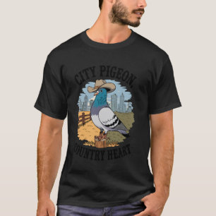 Lustige Stadt Taube Land Herz Cowboy Vogel Liebhab T-Shirt