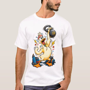 Lustige starke Ente hebt Gewichte Hanteltraining T-Shirt