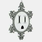 Lustige Steckdose Schneeflocken Zinn-Ornament (Links)