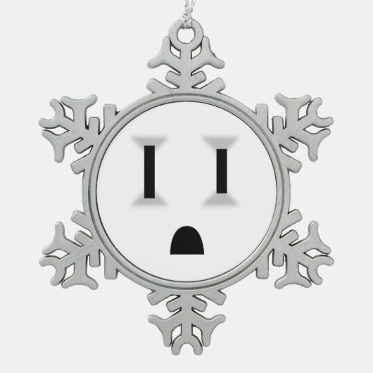 Lustige Steckdose Schneeflocken Zinn-Ornament (Vorderseite)
