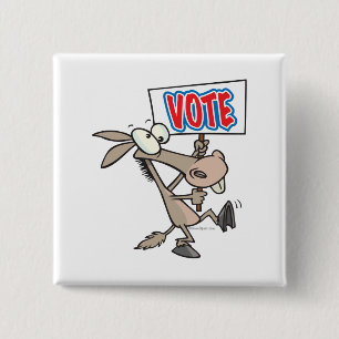 lustige Stimme Demokrat Esel Cartoon Button