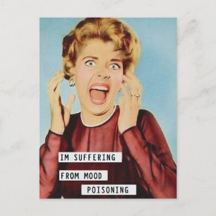 Lustige Stimmung Vergiftende Vintage-Frau Postkarte