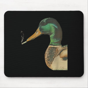 Lustige Stockente raucht Zigarette Meme Mousepad