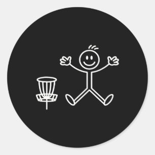 Lustige Stockfigur Frisbee Golf Spieler Disc Golf  Runder Aufkleber