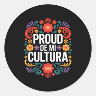 Lustige stolze de mi cultura mexikanisches Erbe sa Runder Aufkleber