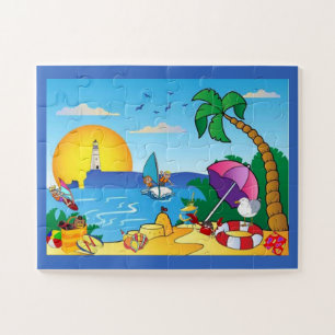 Lustige Strand-Cartoons Puzzle