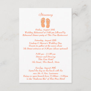 Lustige Strand Flip Flops Orange Hochzeitsprogramm Einladung