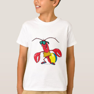 lustige Strand gehende Hummer Cartoon T-Shirt
