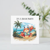 Lustige Strandkrabbenparty  Einladung (Stehend Vorderseite)