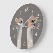Lustige Strauß-Vogel-Aquarell-Malerei Große Wanduhr (Winkel)