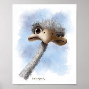 Lustige Straußenkarikatur Poster