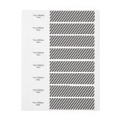 Lustige Streifen SCHWARZ-Diagonale + Ihr backgr. Rundum-Adressaufkleber (Bogen)