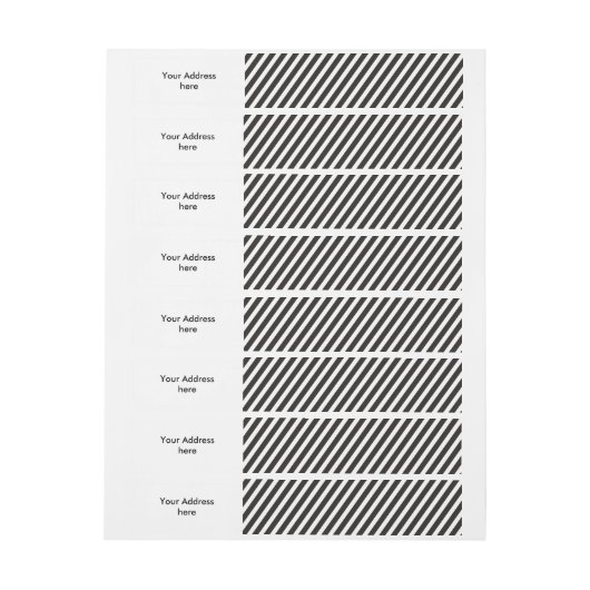 Lustige Streifen SCHWARZ-Diagonale + Ihr backgr. Rundum-Adressaufkleber (Bogen)