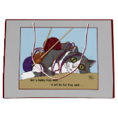 Lustige Strickkatze verhedderte Wolle Hobby Humor Große Geschenktüte (Vorderseite)